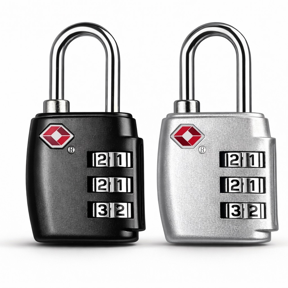 TSA Combination Padlocks - Black & Silver (Set‎ of 2)